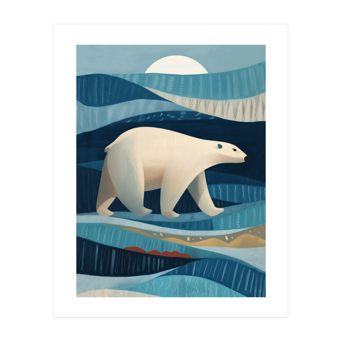 Polar Bear In The Blue Arctic (Print Only)