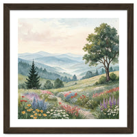 Serene Mountain Meadow Watercolor Landscape