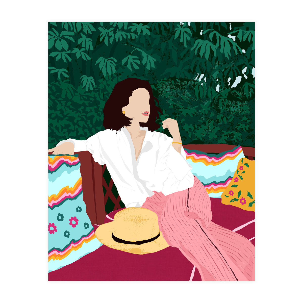 Bohemian Soul, Modern Boho Woman Decor Self Love, Self Care Portrait Fashion Patio Style Garden (Print Only)