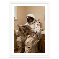 Retro AstronautReading Newspaper, Toilet Humor, Astronaut on Toilet