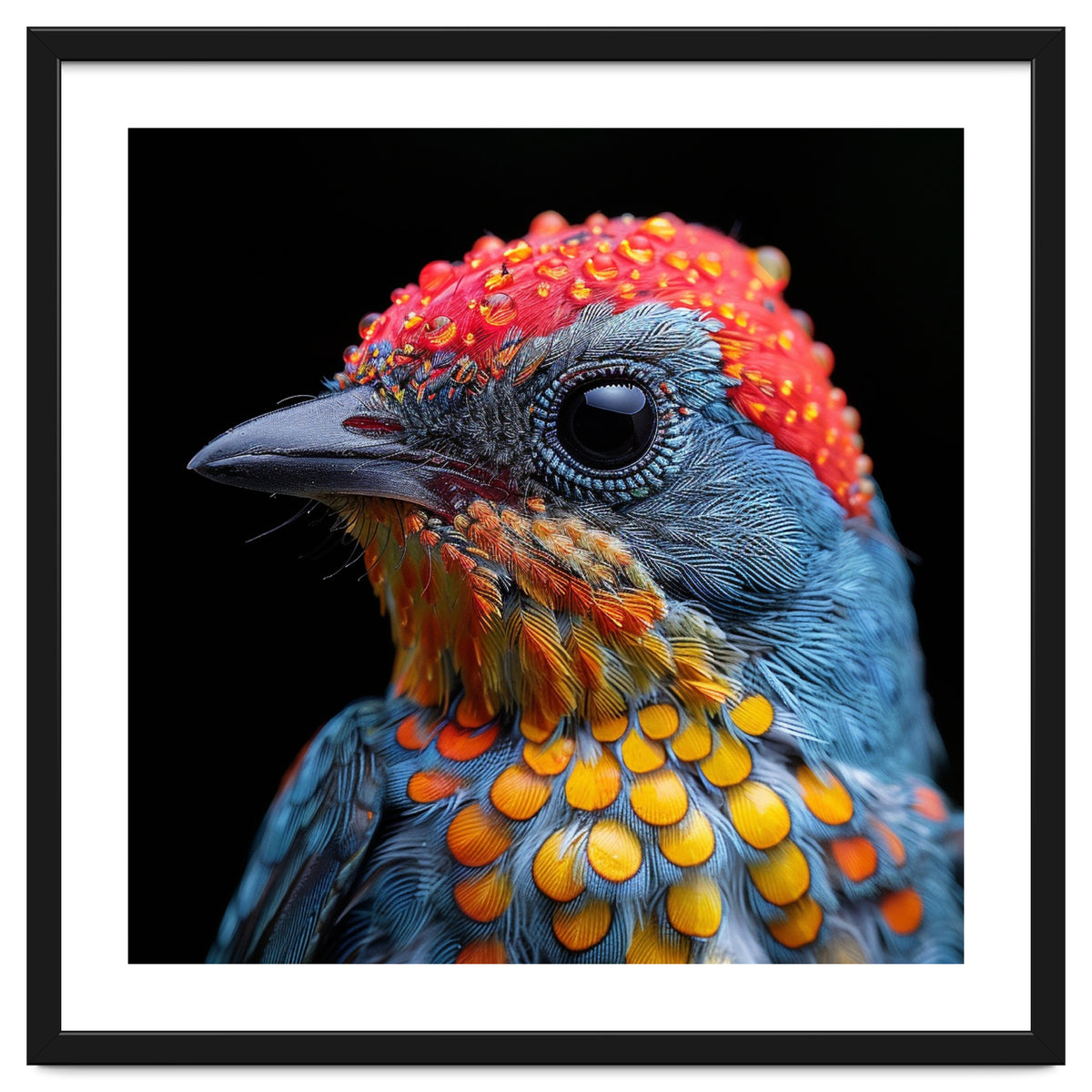 Close Up Of Colorful Bird With Water Droplets