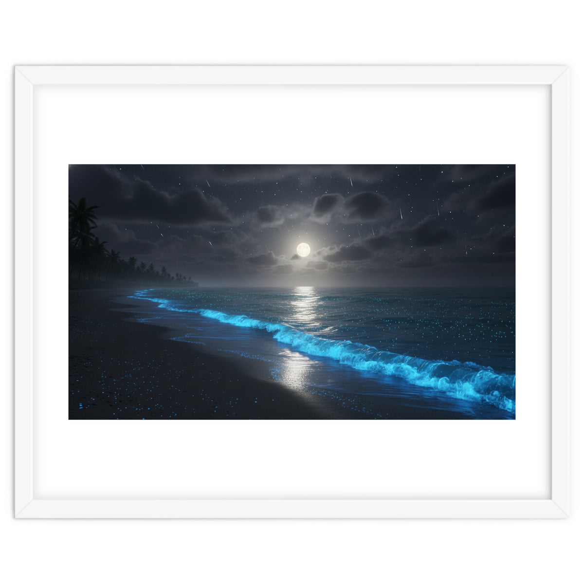 Bioluminescent Moonlit Shore