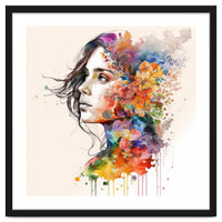 Quiet Muse In Watercolor Blooms