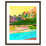 Tropical Backwaters Of Kerala, Nature Jungle Forest Landscape Painting, Dreamy Scenic Travel Lake Palm Bohemian thumbnail