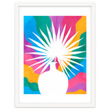 Fan Palm, Tropical Nature Botanical Colorful Watercolor, Abstract Jungle Rainbow Boho, Eclectic Plants Contemporary Modern thumbnail