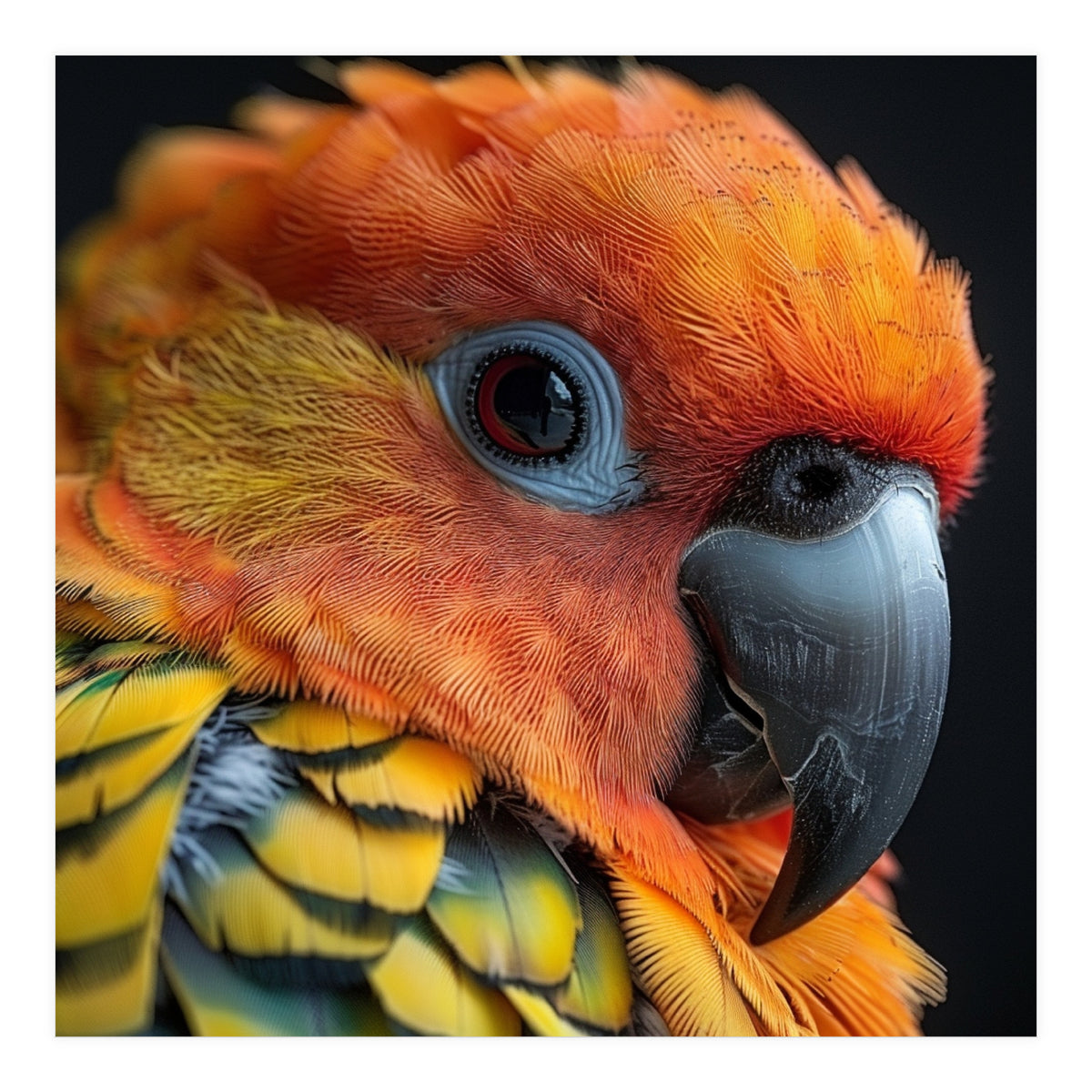 Close Up Of A Sun Conure Parrot's Head (Print Only)