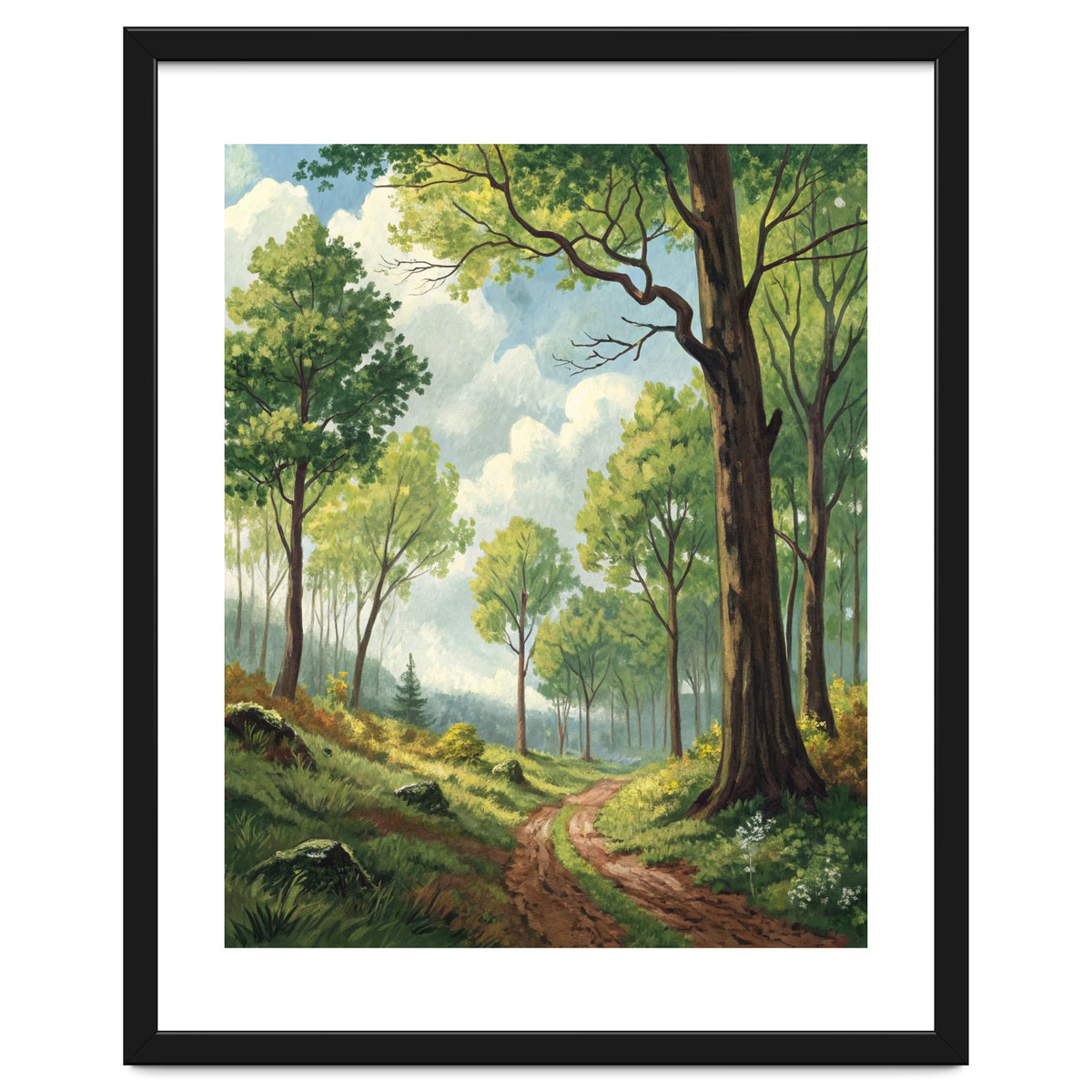 Vibrant Summer Forest Landscape Painting