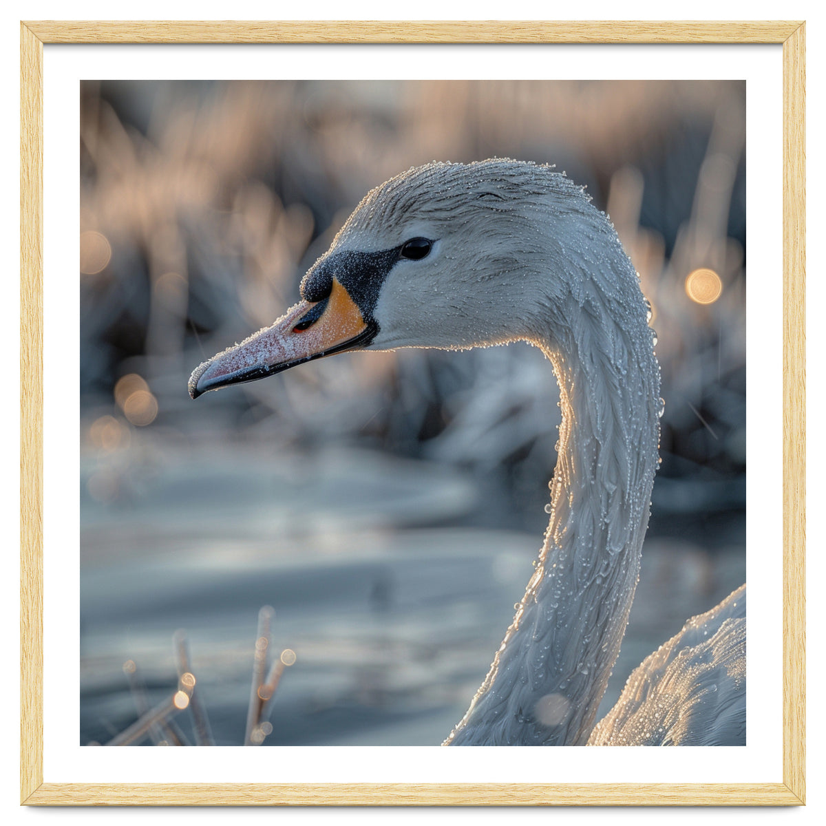 Close Up Of A Swan Covered In Frost