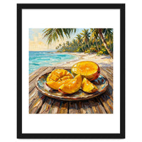 Tropical Mango Beach Oil Painting