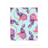 HullaHoops, Eclectic Colorful Fish Graphic Design, Animals Gold Rings Surrealism Quirky (Print Only) thumbnail