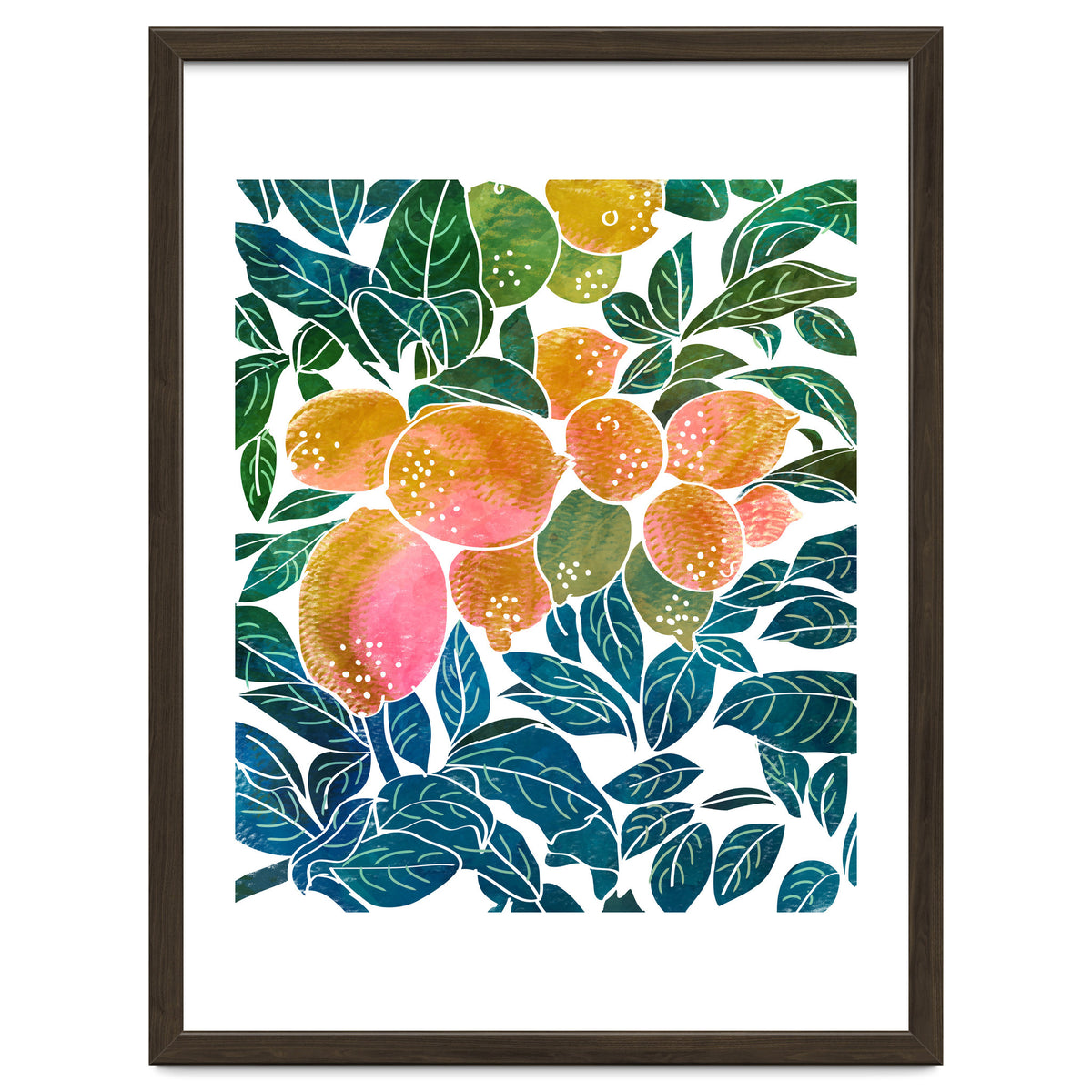 Lemons | Watercolor Modern Boho Botanical Painting | Pastel Summer Jungle Garden Juicy Fresh