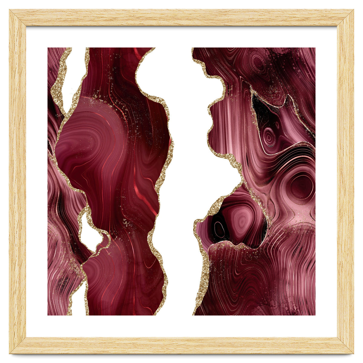 Burgundy & Gold Glitter Agate Texture 05