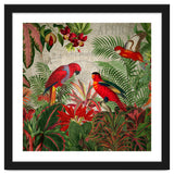 Vintage Rainforest With Tropical Red Parrots thumbnail