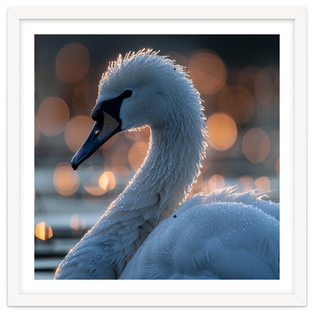 Close-up Shot of a Swan with Water Droplets