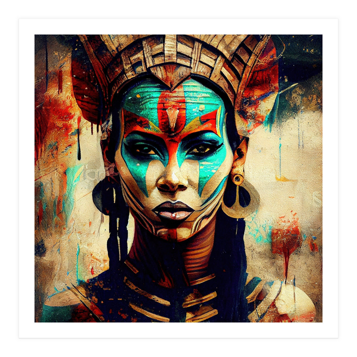 Armored Warrior Woman Portrait (Print Only)
