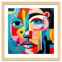 CUBIST HARMONY,  face, the essence of Cubist inspiration in a fragmented vibrant spectrum.