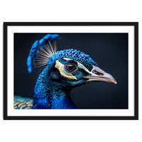 Close Up Of A Peacock Head Blue Feather