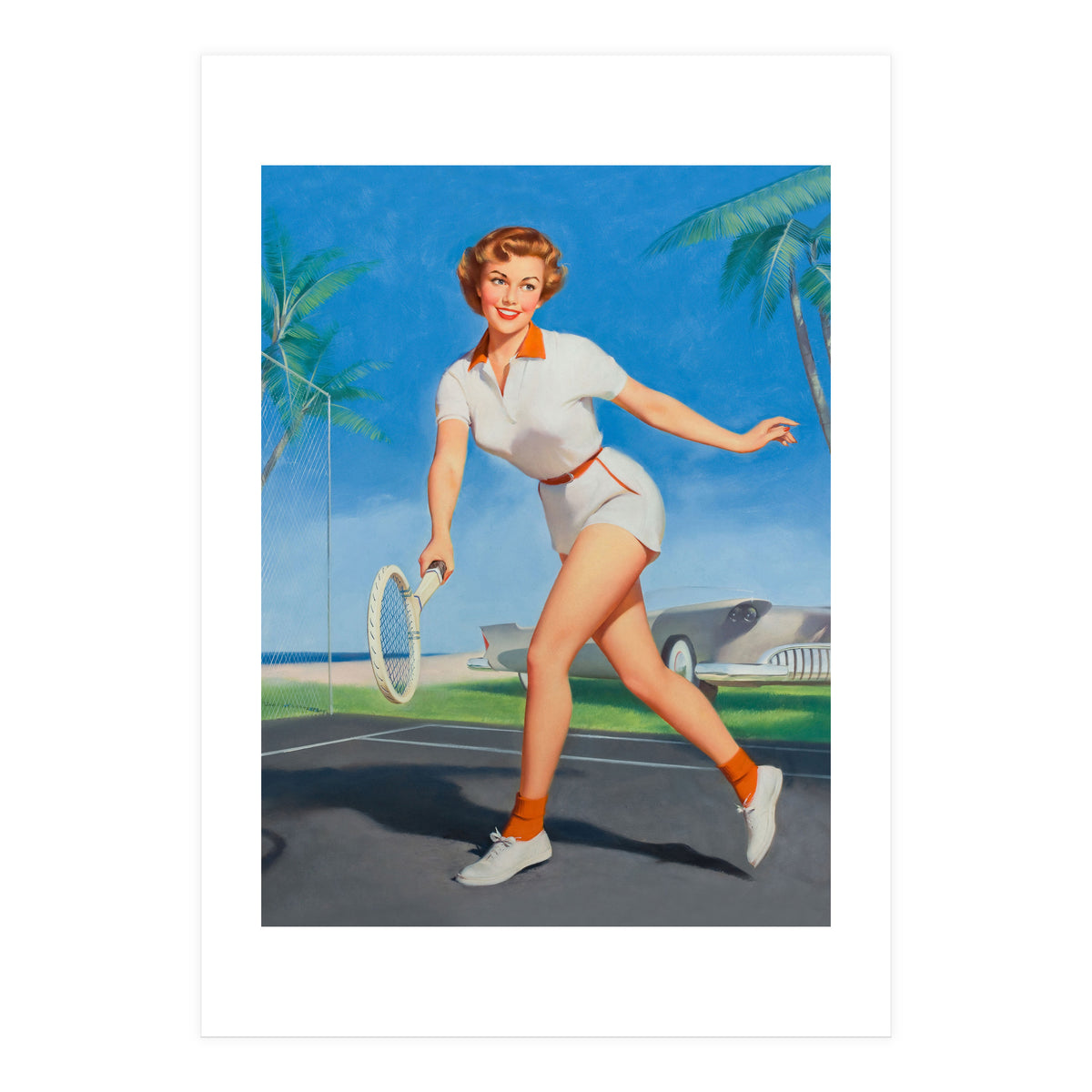 Pinup Girl On The Tennis Course (Print Only)