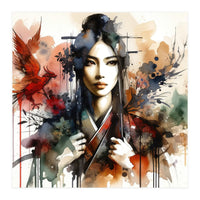 Phoenix Spirit Asian Warrior Portrait (Print Only)