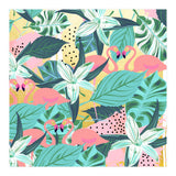 Flamingo Tropical, Colorful Modern Bohemian Eclectic Jungle Graphic Design, Blush Forest Gold Floral (Print Only) thumbnail