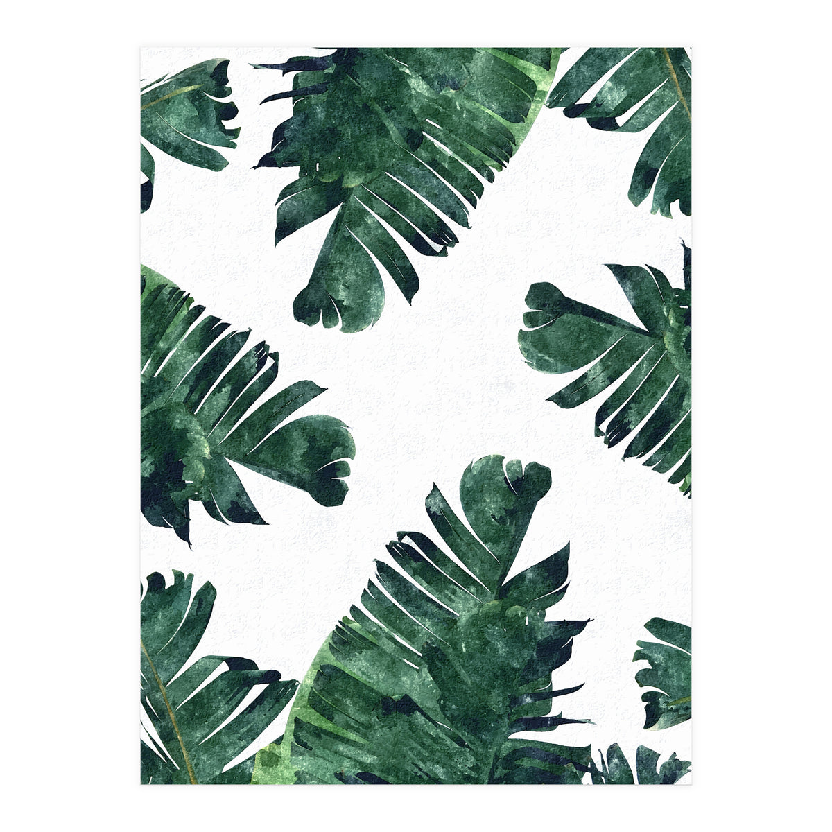 Banana Leaf Watercolor Painting, Tropical Nature Botanical Palm Illustration Bohemian Minimal Luxe (Print Only)