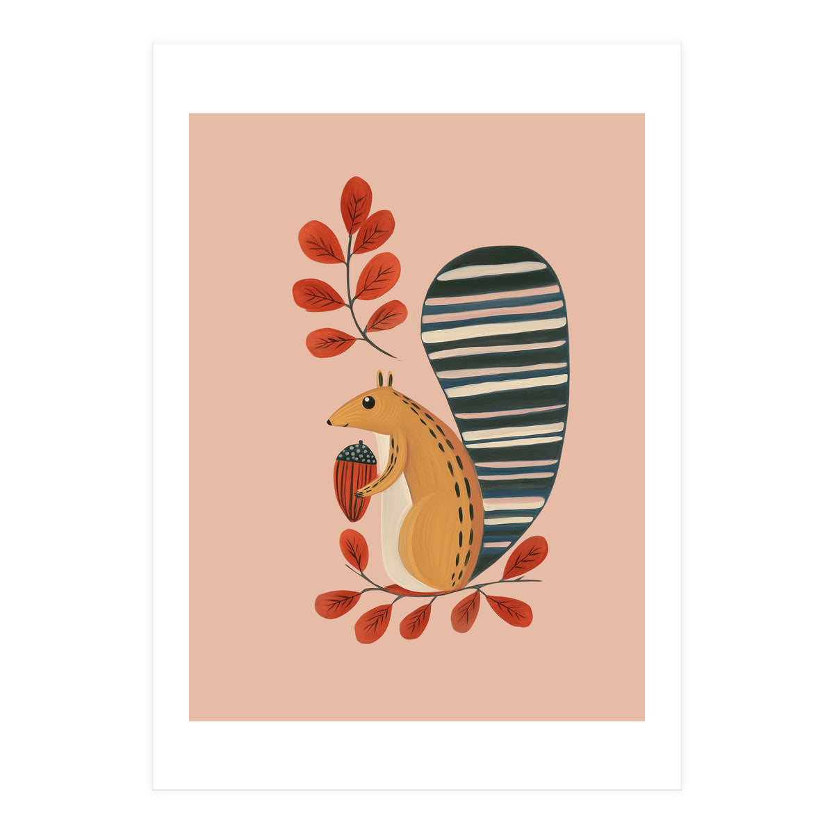 Squirrel In A Pink Autumn (Print Only)