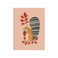 Squirrel In A Pink Autumn (Print Only)