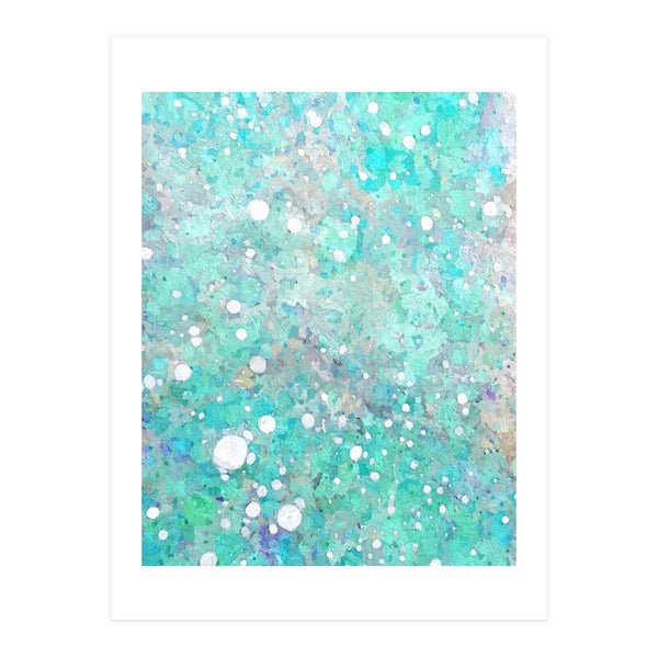 Blue Green Dreamy Marble, Minimal Abstract Pastel Graphic Design Eclectic Bohemian Painting Texture (Print Only)