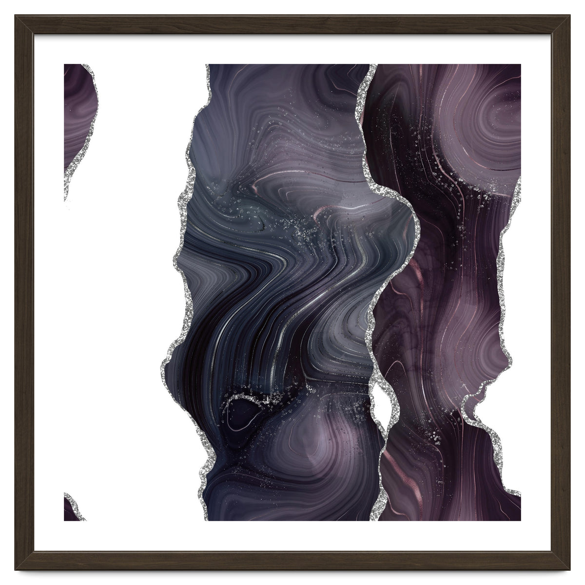 Black & Silver Glitter Agate Texture 06