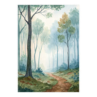 Ethereal Misty Forest Watercolor Art Print (Print Only)