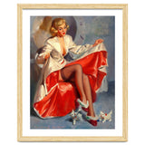 Pinup Girl Playing With Two Little Cats thumbnail