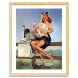 Countryside Pinup Girl Posing On A Fence With Love Letters And A Full Mailbox thumbnail