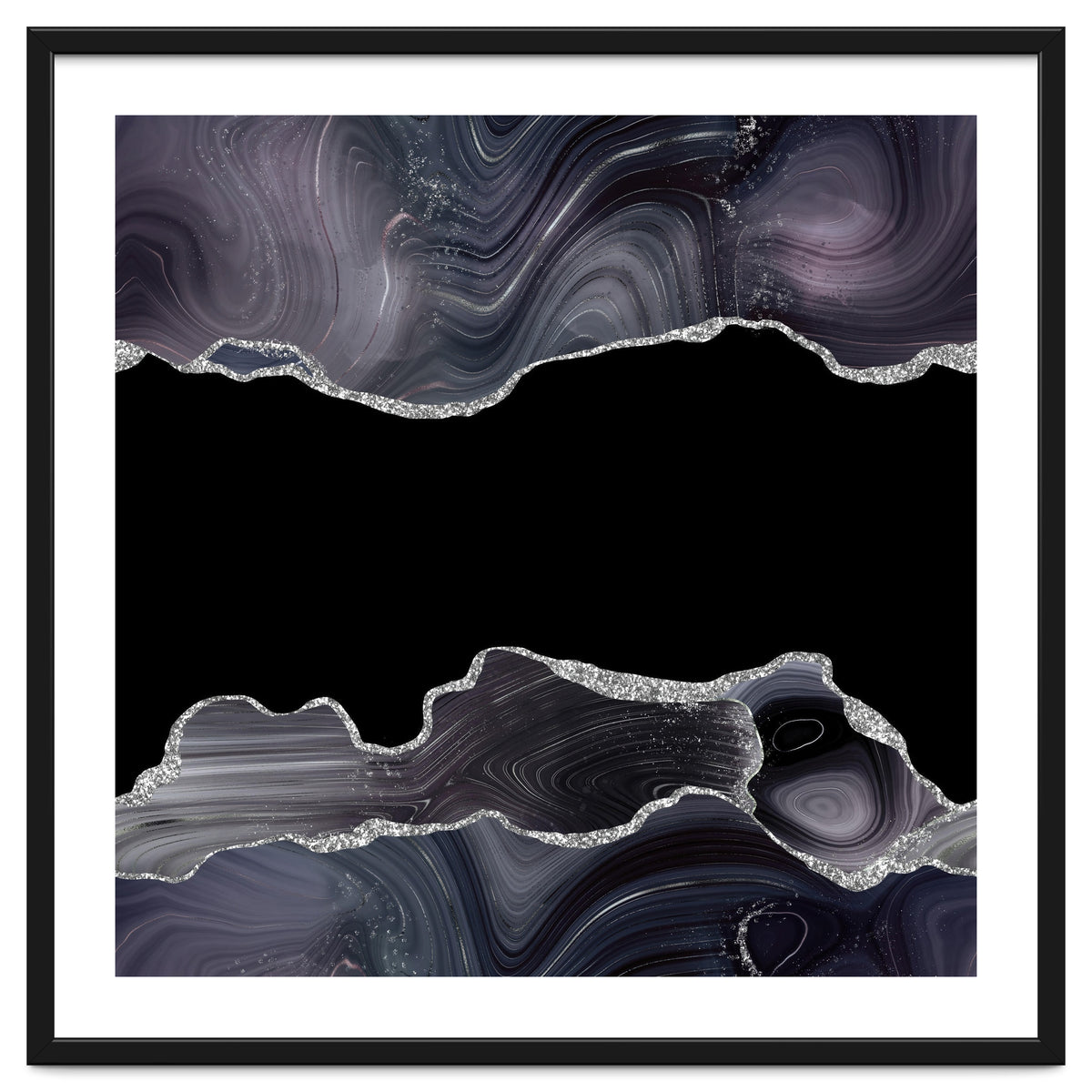 Black & Silver Glitter Agate Texture 03