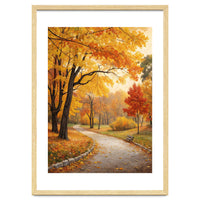 Original Autumn Park Landscape Oil Painting Style