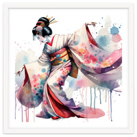 Geisha Dancer With Flowing Kimono