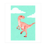 Velociraptor Watercolor Art, Cute Dino Nursery Print, Whimsical Dinosaur Illustration (Print Only) thumbnail