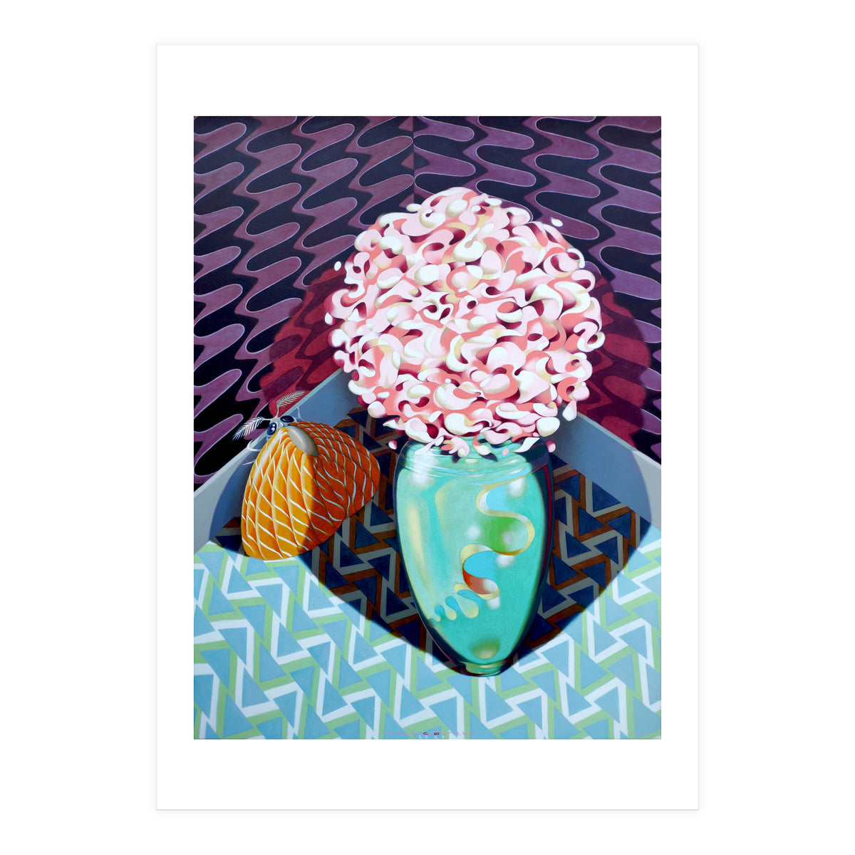 A moth behind the flowers (Print Only)