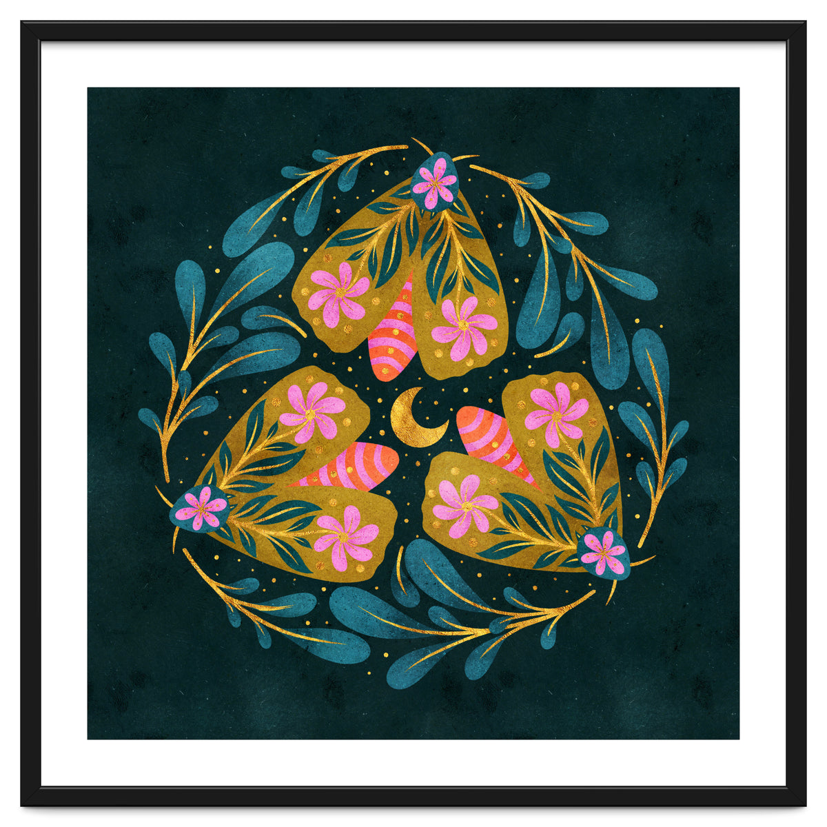 Floral Moths and Moon