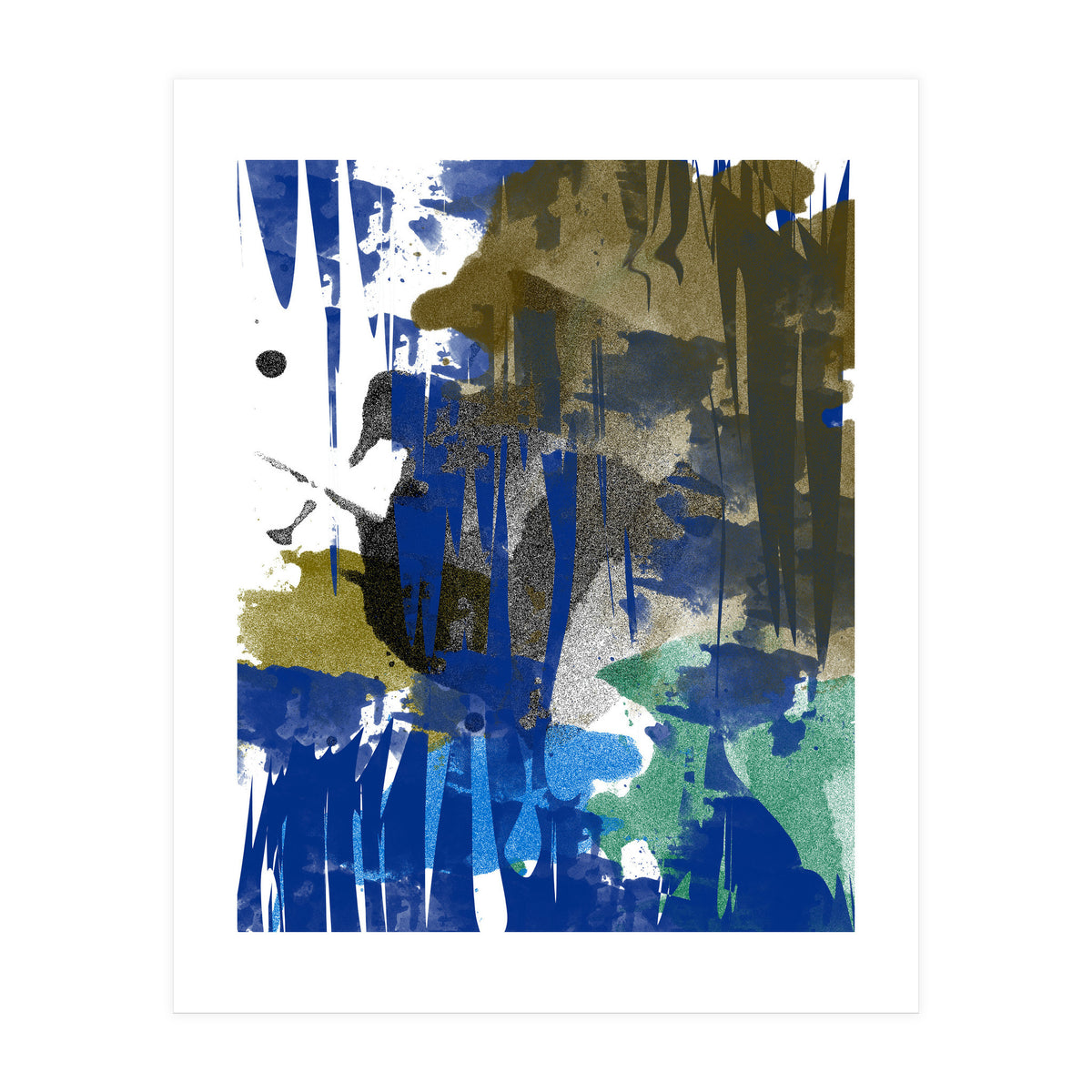 A Beautiful Mess, Abstract Blue Black Dark Eclectic Painting, Luxe Texture Contemporary Modern (Print Only)