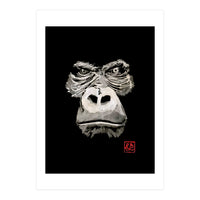 Angry Gorilla White In Black (Print Only)