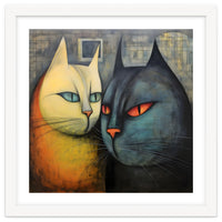 FURRY FRIENDS: GOLDIE AND CHARCOAL, lively duo of animated cats – green eyes, orange eyes. Whiskers charm.