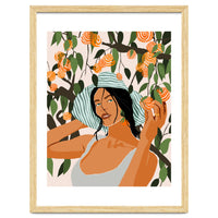 The Orange Grove, Bohemian Woman Summer Travel, Fashion Botanical Nature Garden, Plants Fruits Juicy