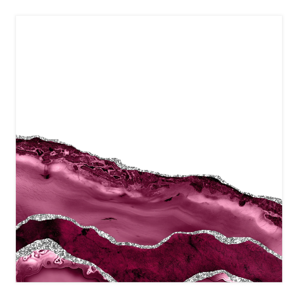 Burgundy & Silver Agate Texture 10 (Print Only)