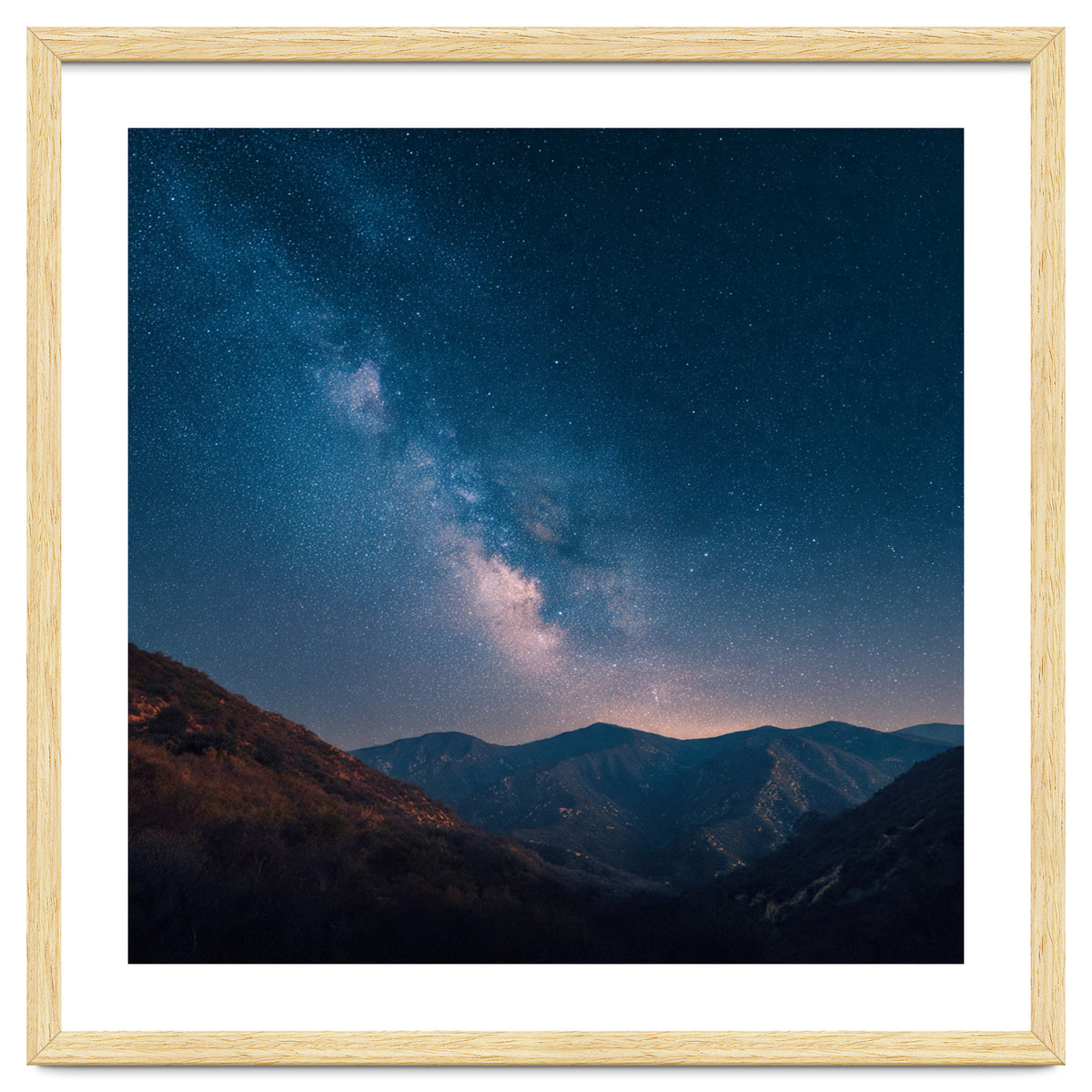 Majestic Milky Way Galaxy over Serene Mountain Range Night Landscape Illustration