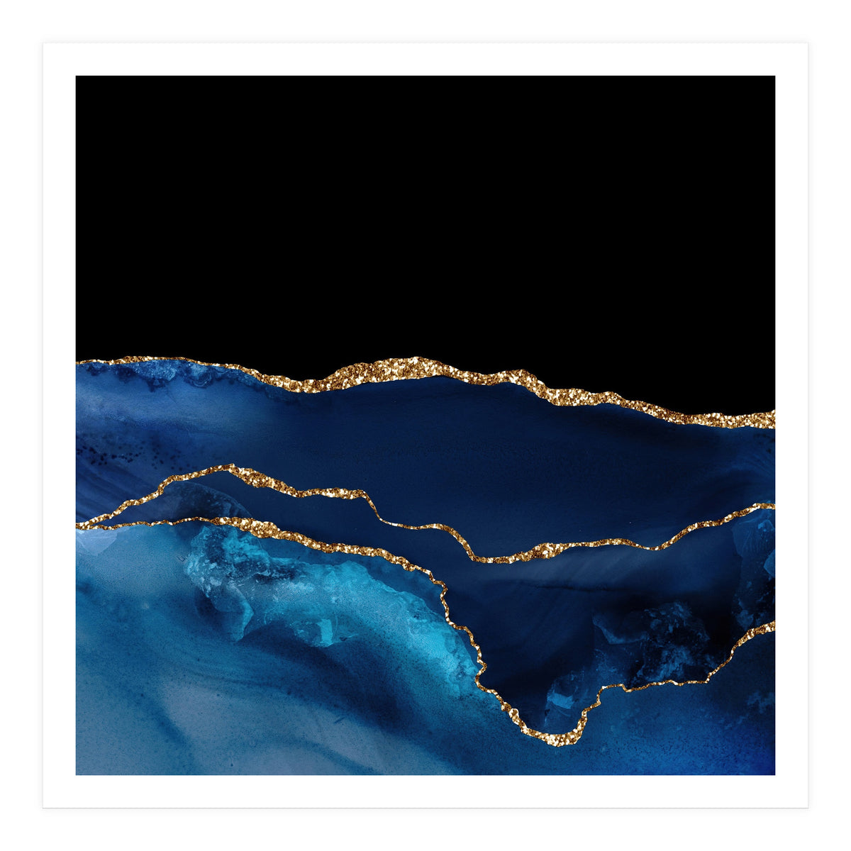 Navy & Gold Agate Texture 07  (Print Only)