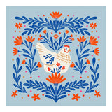Blooming Chicken Blue And Orange (Print Only) thumbnail