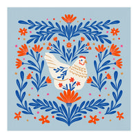 Blooming Chicken Blue And Orange (Print Only)