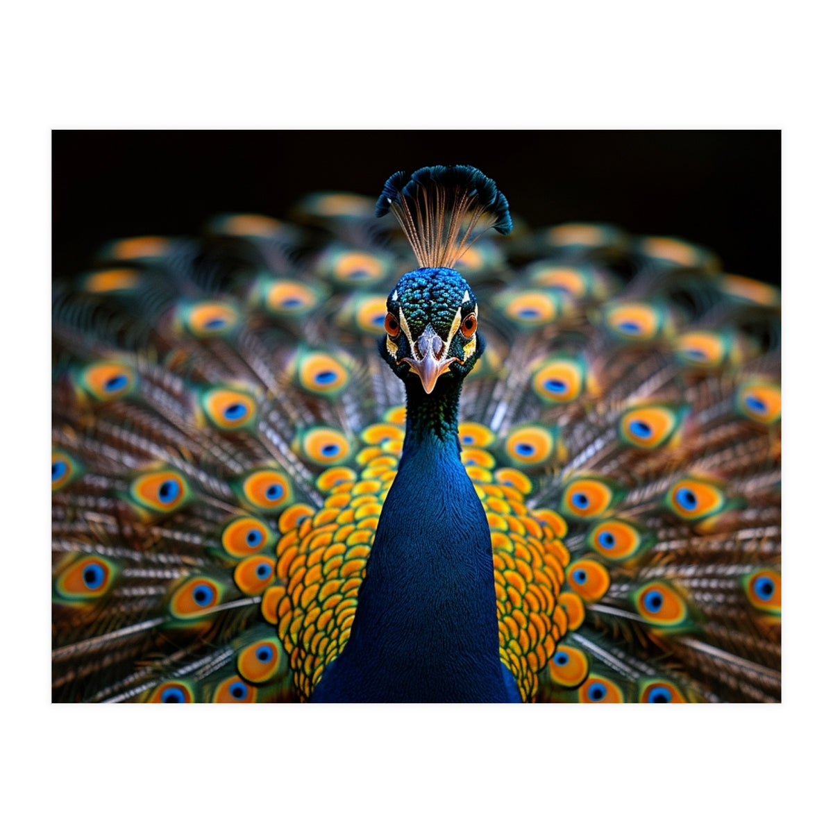 Close Up Peacock Displaying Its Feathers (Print Only)