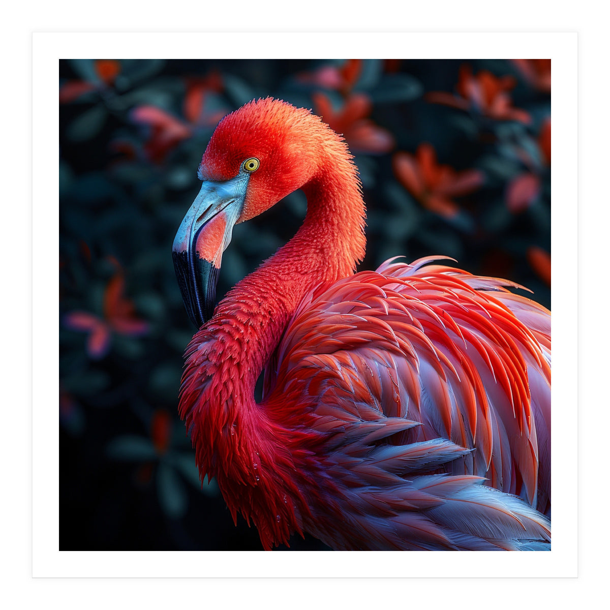 Vibrant Flamingo Bird Profile Majestic Pose (Print Only)
