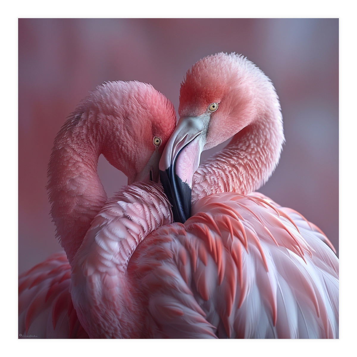 Cute Two Pink Flamingos (Print Only)